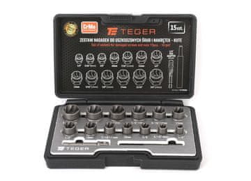 shumee Set nastavkov za poškodovane vijake in matice 15 kosov - kovani / Cr-Mo jeklo / TEGER