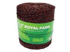 shumee Pletena vrvica za energizer 3mm, 3x0,20mm SS črno-oranžna 400m, Royal Farm