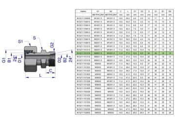 shumee Hidravlična sklopka metrična AB (XKOR) A-M26x1,5 18L / B-M16x1,5 10L Waryński