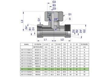 shumee Simetrični metrični hidravlični T-kratnik BAB M36x2 28L (XEVT) Waryński