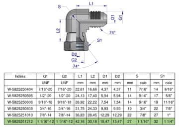 shumee Hidravlično koleno col AB 1 1/16"" UNF (JIC) Waryński