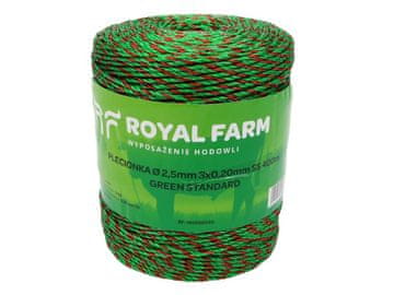 shumee Pletena vrvica za energizer 2,5mm, 3x0,20mm SS zeleno-oranžna 400m, Royal Farm