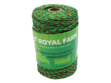 shumee Pletena vrvica za energizer 2,5mm, 3x0,20mm SS zeleno-oranžna 200m, Royal Farm