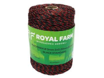 shumee Pletena vrvica za energizer 3mm, 3x0,20mm SS črno-oranžna 200m, Royal Farm