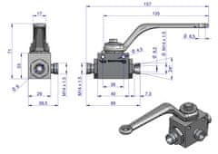 shumee 3-potni hidravlični krogelni ventil 3/2 M14x1,5 08L z montažnimi luknjami 500 bar Waryński