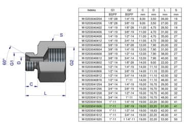 shumee Puša hidravličnega diferenciala inch AB 1""GZ x 3/8""GW BSP Waryński