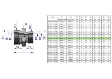 shumee Metrična hidravlična reducirna spojka BB 22/18 M22x1,5 15L / M18x1,5 12L (XG) Waryński (naprodaj v paketih po 10)