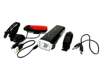 shumee Komplet luči za kolo, 2000 mAh LED sprednja svetilka in 150 mAh USB polnilna zadnja LED svetilka s hupo Teger