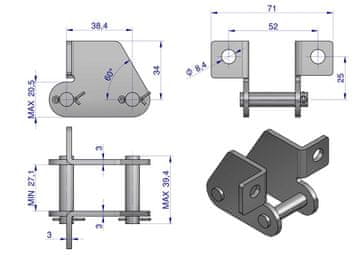 shumee Verižna ključavnica z dvostranskim priključkom 38.4VBSD Waryński (naprodaj v kompletih po 5)