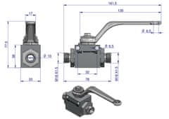 shumee 2-potni hidravlični krogelni ventil 2/2 M18x1,5 12L z montažnimi luknjami 500 bar Waryński