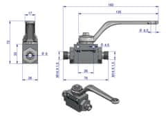 shumee 2-potni hidravlični krogelni ventil 2/2 M14x1,5 08L z montažnimi luknjami 500 bar Waryński