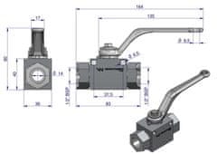 shumee 2-potni hidravlični krogelni ventil 2/2 - 1/2" BSP z montažnimi luknjami 500 bar Waryński