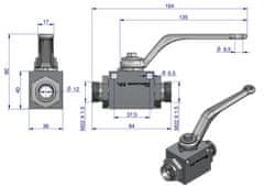 shumee 2-potni hidravlični krogelni ventil 2/2 M22x1,5 15L z montažnimi luknjami 500 bar Waryński