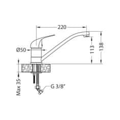 Alveus Kuhinjska armatura MILENA ECO GM110 CHR 35 kartuša
