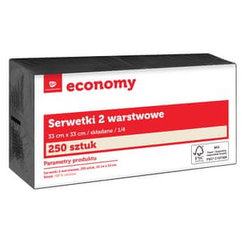 shumee Prtiček TG Economy 33x33 cm, dvoslojni črne barve, 250 kosov