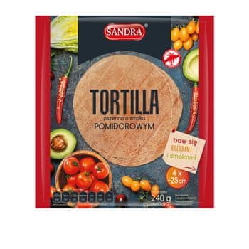 shumee Pšenična tortilja z okusom paradižnika SANDRA 25 cm (4 kosi) 240 g