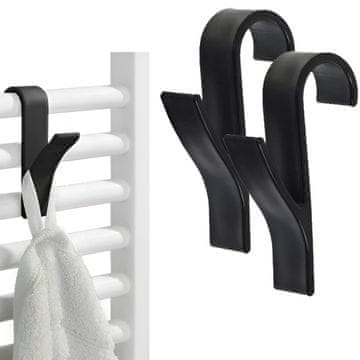 ER4 Kavljec Za Radiator, Kopalniški Obesek, Črn, Komplet 2 Kosa