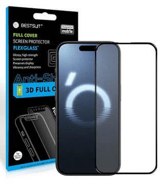 shumee Bestsuit Fleksibilno 5D Full Glue Hybrid Glass za iPhone 16 Pro Black