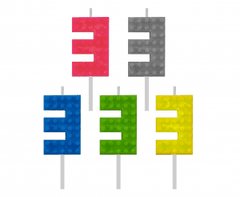GoDan Rojstnodnevna sveča Blocks, številka 3, višina 5,5 cm