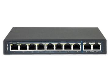 shumee Neupravljano stikalo 10xRJ45 - 8 RJ45 PoE+ 1Gb/s portov + 2 RJ45 Uplink 1Gb/s porta (poraba energije 96W) AVIZIO