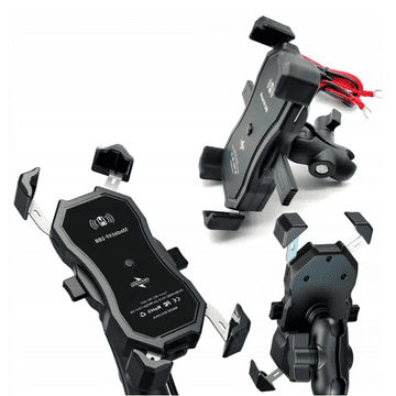 Korbi Motoristični Nosilec za telefon z Qi Polnilcem QC3.0