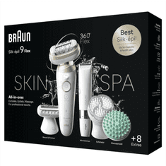 Braun Silk‑épil 9 Flex 9‑481 3D SkinSpa, bela‑zlata, Epilator