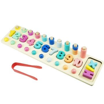 shumee Učna logaritemska tabla 3 v 1 s številkami, lesenimi perlami in kroglicami
