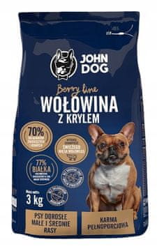 shumee SUHA HRANA ZA PSE Z GOVEDINO IN KRILLOM ZA ODRASLE PSE MALE IN SREDNJE PES John Dog 3 kg