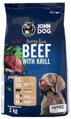 shumee SUHA HRANA ZA MLADIČKE Z GOVEDINO IN KRILLOM ZA PSE John Dog 3 kg
