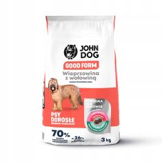 shumee JOHN DOG GOOD FORM suha hrana za pse s svinjino in govedino 3 kg