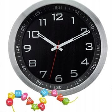 shumee URA STENSKA 35CM VISEČA NA STENI ČRNA OKROGLA VELIKE ŠTEVILKE TIHI CERTIFIKAT