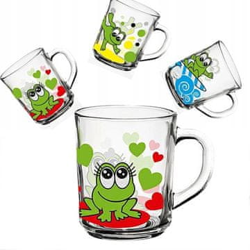 shumee 3-D STEKLENA SKODELA Z ROČAJEM 220ML ŽABICA DEKOR ZA ČAJE, KAVO, KOMPOT