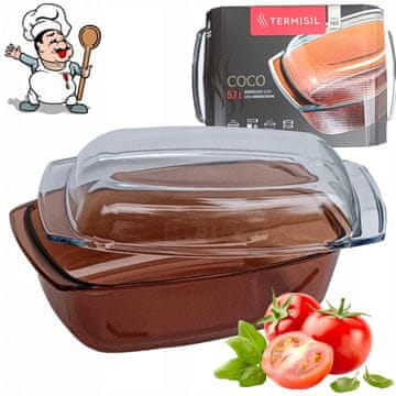 shumee POSODA ZA PEČICO 5,7L S POKROVOM STEKLENA ZA PEKO