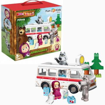 shumee Maša in medved, reševalni avtomobil, gradbeni bloki, igrača za otroke, darilo