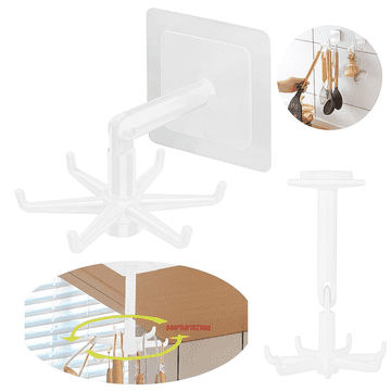 shumee 360-stopinjski vrtljivi obešalnik za kuhinjske kljuke, samolepilni, bel