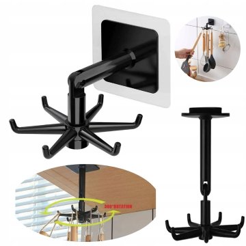 shumee 360-stopinjski vrtljivi obešalnik za kuhinjske kljuke, samolepilni, črne barve