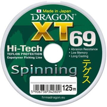 shumee Vrvica Dragon XT69 PRO SPINNING/Izdelano na Japonskem 125 m 0,25 mm/7,65 kg sivo-zelena|PDF-33-32-025