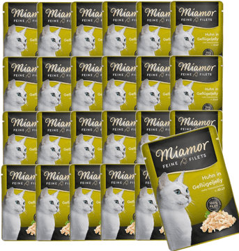 shumee Mokra hrana za mačke MIAMOR Feine Filets piščanec in perutninski žele 24 x 100 g