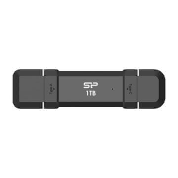 shumee SSD Silicon Power DS72 1TB USB-A USB-C črne barve