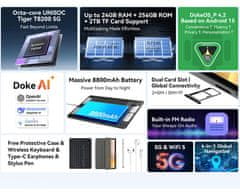 Blackview ZENO 10 tablični računalnik, 27,94 cm (11"), 8GB+256GB, IPS FHD+, Android, črn + ovitek, dodatki