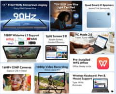 Blackview ZENO 10 tablični računalnik, 27,94 cm (11"), 8GB+256GB, IPS FHD+, Android, črn + ovitek, dodatki