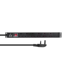 Razdelilnik UK, 19" montaža v rack, 1U, 13A, 6 vtičnic UK, 3 m kabel, LVR-3MUK-SW-UK6