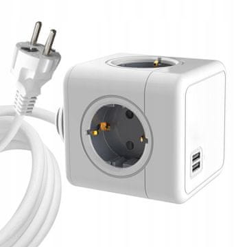 MicroConnect MicroConnect PowerCube 4 Schuko vtičnice 2xUSB bele barve
