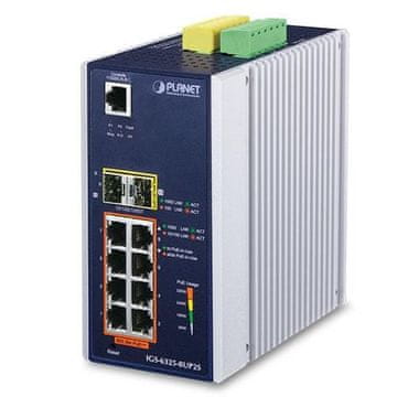 Planet Industrijsko stikalo Planet P30 DIN L3 8P 10/100/1000T 802.3bt PoE + 2-portno 100/1000X SFP upravljano, IGS-6325-8UP2S
