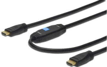 shumee Digitus HDMI kabel za visokohitrostno povezavo, tip A, z ojačevalnikom, M/M, 40,0 m, Full HD, CE, pozlačen, moder, AK-330105-400-S