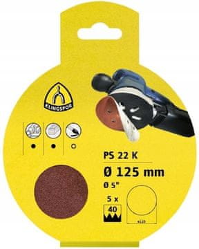 KLINGSPOR BRUSNI DISKI 125 mm P120 VELCRO 5 kosov