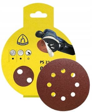 KLINGSPOR Brusni papirni disk 125 mm P80 8 lukenj Velcro 5 kosov.