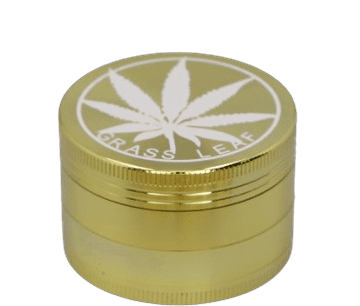 shumee Kovinski mlinček za tobak Gold Crusher z napisom GRASS LEAF