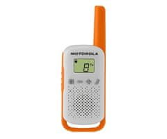 Motorola T42 walkie talkie komplet, 16 kanalov, doseg 4km, modro oranžen + dodatki