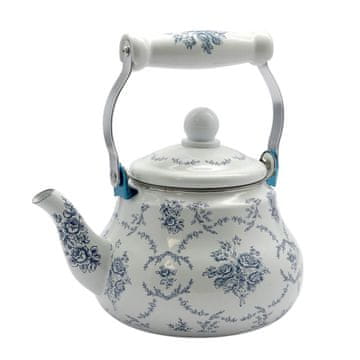 Čajnik s cedilom Modre vrtnice 1,5l / indukcija / emajl, inox